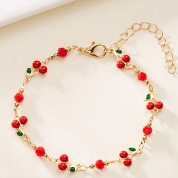 Anthropologie Gold cherry Beaded Bracelet - Picture 3 of 3